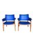 Swedish Blue Leatherette Armchairs, 1960s, Set of 2 3