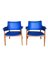 Swedish Blue Leatherette Armchairs, 1960s, Set of 2, Image 3