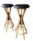 Swedish Leatherette and Bamboo Bar Stools, 1980s, Set of 2 2