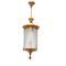 Gilded Metal and Golden Glass Lantern Ceiling Lamp by Lumi, 1950s 1