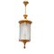 Gilded Metal and Golden Glass Lantern Ceiling Lamp by Lumi, 1950s, Image 1