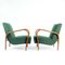 Vintage Green Fabric and Oak Armchairs by Kropacek & Kozelka for Interier Praha, 1940s, Set of 2 18