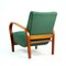 Vintage Green Fabric and Oak Armchairs by Kropacek & Kozelka for Interier Praha, 1940s, Set of 2 5