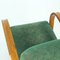 Vintage Green Fabric and Oak Armchairs by Kropacek & Kozelka for Interier Praha, 1940s, Set of 2 2