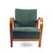 Vintage Green Fabric and Oak Armchairs by Kropacek & Kozelka for Interier Praha, 1940s, Set of 2, Image 10