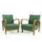 Vintage Green Fabric and Oak Armchairs by Kropacek & Kozelka for Interier Praha, 1940s, Set of 2 19