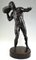 Antique Bronze Sculpture of Male Nude with Stone by Hugo Siegwart 3