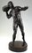 Antique Bronze Sculpture of Male Nude with Stone by Hugo Siegwart, Image 3