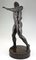 Antique Bronze Sculpture of Male Nude with Stone by Hugo Siegwart 4