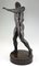 Antique Bronze Sculpture of Male Nude with Stone by Hugo Siegwart, Image 4