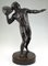 Antique Bronze Sculpture of Male Nude with Stone by Hugo Siegwart 2