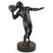 Antique Bronze Sculpture of Male Nude with Stone by Hugo Siegwart, Image 1
