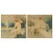 Art Nouveau Nude Watercolor Paintings by A. Crommen, 1918, Set of 2 1