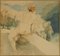 Acuarelas desnudas modernistas de A. Crommen, 1918. Juego de 2, Imagen 3