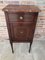 Art Nouveau Walnut, Marquetry, and Marble Top Nightstand 2