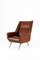 Italian Faux Leather Armchair with Brass Legs, 1950s 1