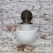 Vintage Industrial White Opaline Glass, Brass, and Cast Iron Sconce 7