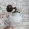 Vintage Industrial White Opaline Glass, Brass, and Cast Iron Sconce 5