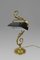 Antique French Art Nouveau Bronze & Green Opaline Glass Desk or Piano Lamp, 1905, Image 6