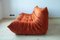 Orangefarbenes Togo 3-Sitzer Sofa aus Samt von Michel Ducaroy für Ligne Roset 3