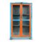 Blue and Orange Patinated Wood Display Cabinet 1