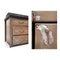 Brauner Schrank mit Holzplatte und Schubladen aus Metall 6