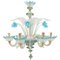 Lámpara de araña italiana de cristal de Murano opalino azul de Compagnia Di Venezia E Murano (CVM), años 50, Imagen 1