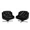 Vintage Italian Black Leather Lounge Chairs, 1970s, Set of 2 1