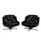 Vintage Italian Black Leather Lounge Chairs, 1970s, Set of 2, Image 1