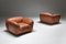 Postmodern Italian Natural Leather Lounge Chairs, 1980s, Set of 2 3