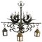 Large Wrought Iron Marine Galleon Dolphin Chandelier Attributed to Poillerat, 1930s 1