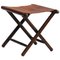 Antique Folding Campaign Stool in Oak, Leather & Brass, 1910, Image 1