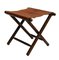 Antique Folding Campaign Stool in Oak, Leather & Brass, 1910 8