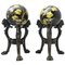 Antique Tripod Bronze Stands with Chimera and Marble Balls with Painted Ivy, Set of 2, Image 1