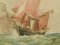 Watercolor of Sailing Ship at Sea English Marine, 1900s 3