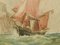 Watercolor of Sailing Ship at Sea English Marine, 1900s, Image 3