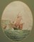 Aquarell von Segelschiff auf See English Marine, 1900er 1