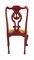 Rote lackierte Palisander Stühle im Chippendale Stil, 1880er, 2er Set 5