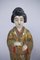 Antique Satsuma Faience Geisha Sculptures in White Decor with Polychromatic Enamels, 1900s, Set of 2 3