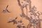 Antique Japanese Painted Silk Panel with Flowers and Birds Decor, 1900s 3
