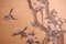 Antique Japanese Painted Silk Panel with Flowers and Birds Decor, 1900s, Image 3