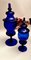Murano Bottle Jars with Lids in Blown Blue Glass,  Set of 2 15
