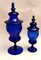 Murano Bottle Jars with Lids in Blown Blue Glass,  Set of 2, Image 1