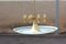 Italian Brass and Frosted Glass Round Chandelier, 1950s 7