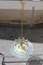 Italian Brass and Frosted Glass Round Chandelier, 1950s 3