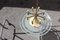 Italian Brass and Frosted Glass Round Chandelier, 1950s 5
