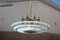 Italian Brass and Frosted Glass Round Chandelier, 1950s, Image 2