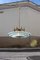 Italian Brass and Frosted Glass Round Chandelier, 1950s 1