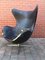 Black Leather Egg Chair by Arne Jacobsen for Fritz Hansen, 1960s 1