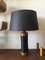 Lámpara de mesa escandinava Mid-Century de cuero y teca, años 50, Imagen 1